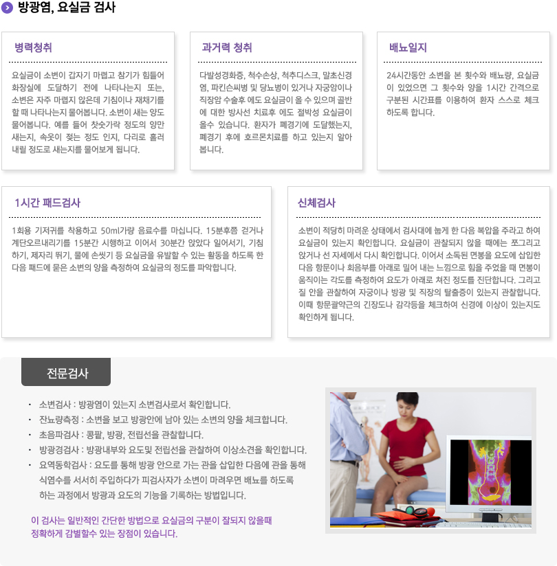 방광염,요실금의 검사